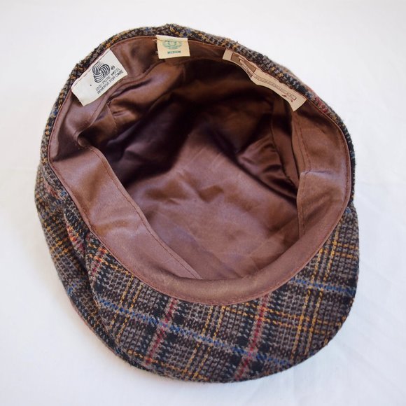 vtg SEIFTER Plaid Cabbie Ivy League Newsboy Hat Cap Snap Brim Union Made M USA - Picture 6 of 8